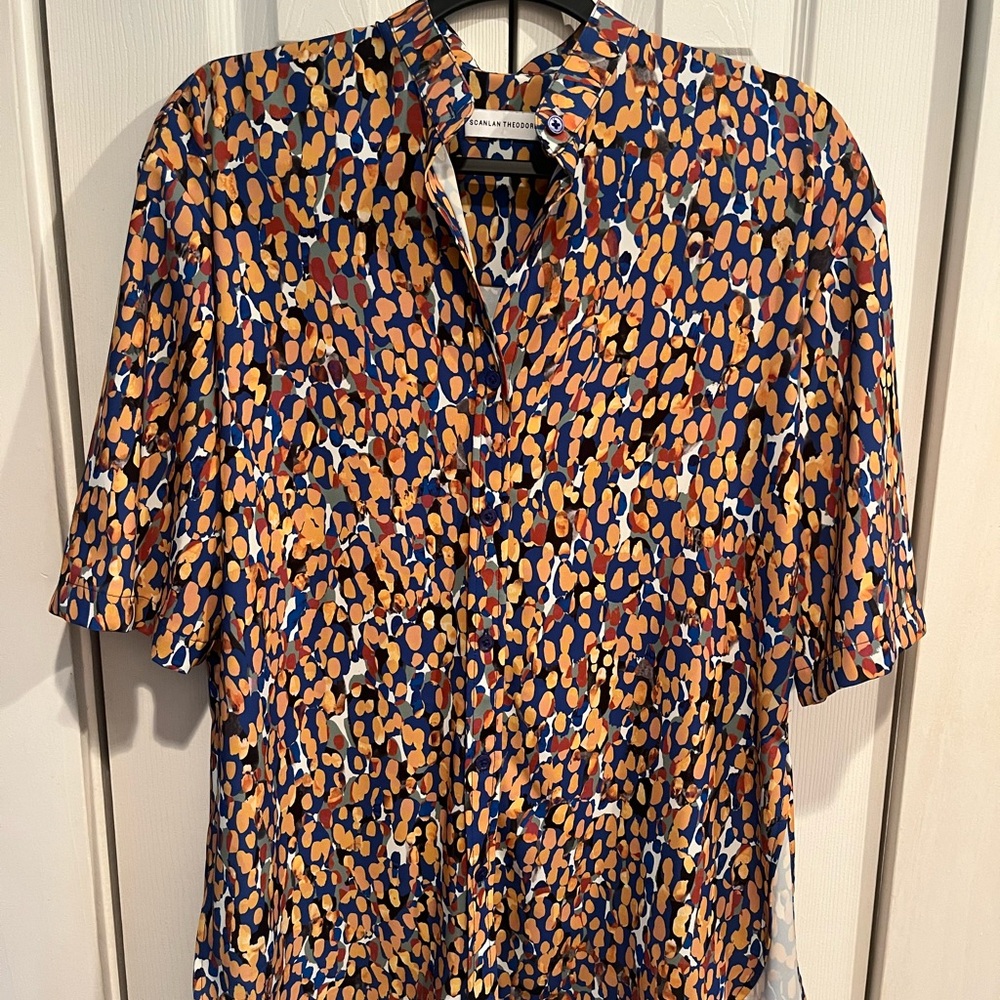 Scanlan Theodore button down shirt colorful light weight size Large NWOT